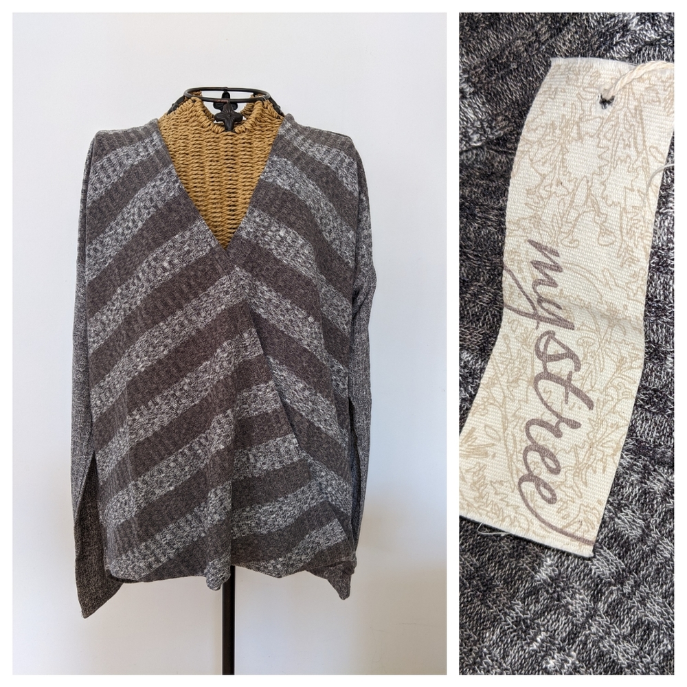 Mystree Grey Stripe Cross Cross sweater N
